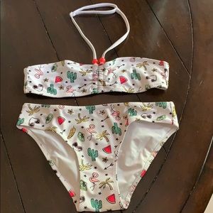 H&M Girls White Printed Bikini-9-10